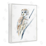 Annie Warren | Soft Arctic Owl Perched on Minimal Branch