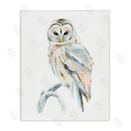 Annie Warren | Winter Artic Owl Portrait Perched on Tree Branch