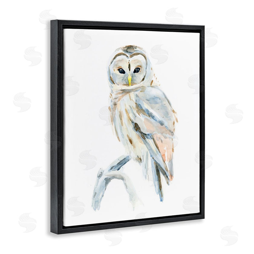 Annie Warren | Winter Artic Owl Portrait Perched on Tree Branch