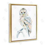 Annie Warren | Winter Artic Owl Portrait Perched on Tree Branch
