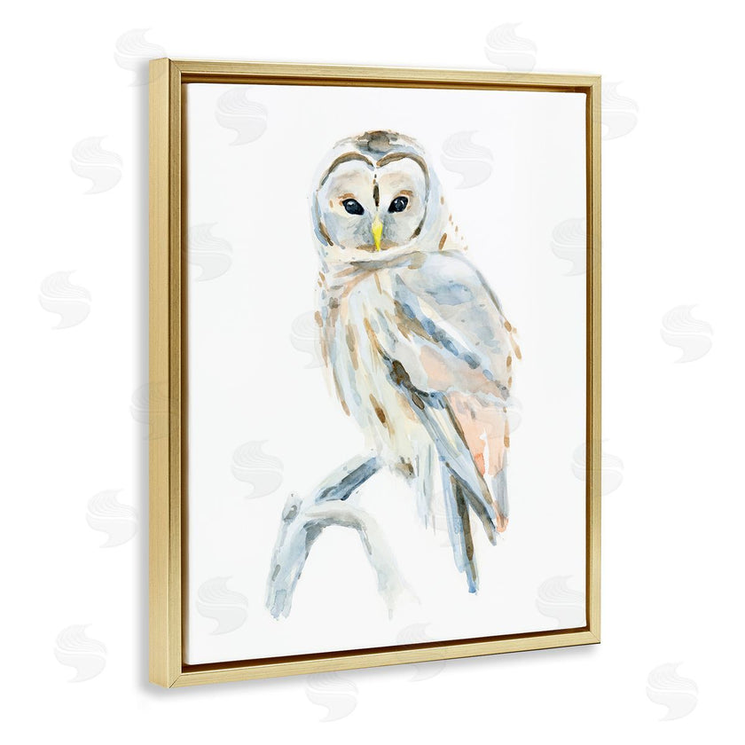 Annie Warren | Winter Artic Owl Portrait Perched on Tree Branch