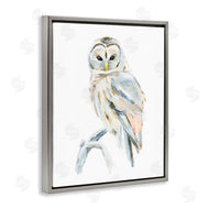 Annie Warren | Winter Artic Owl Portrait Perched on Tree Branch