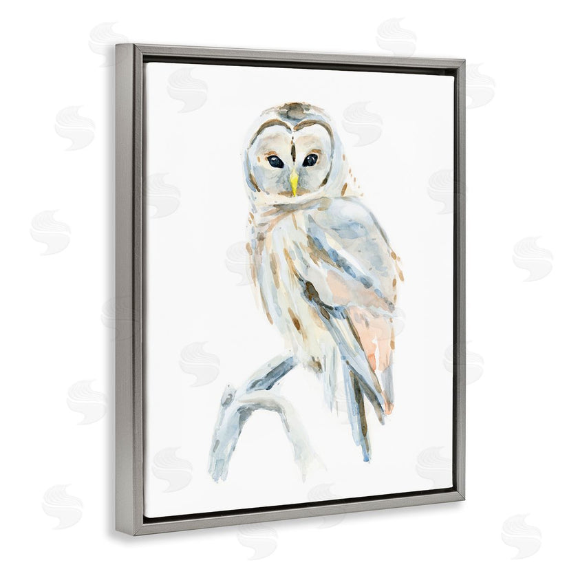 Annie Warren | Winter Artic Owl Portrait Perched on Tree Branch