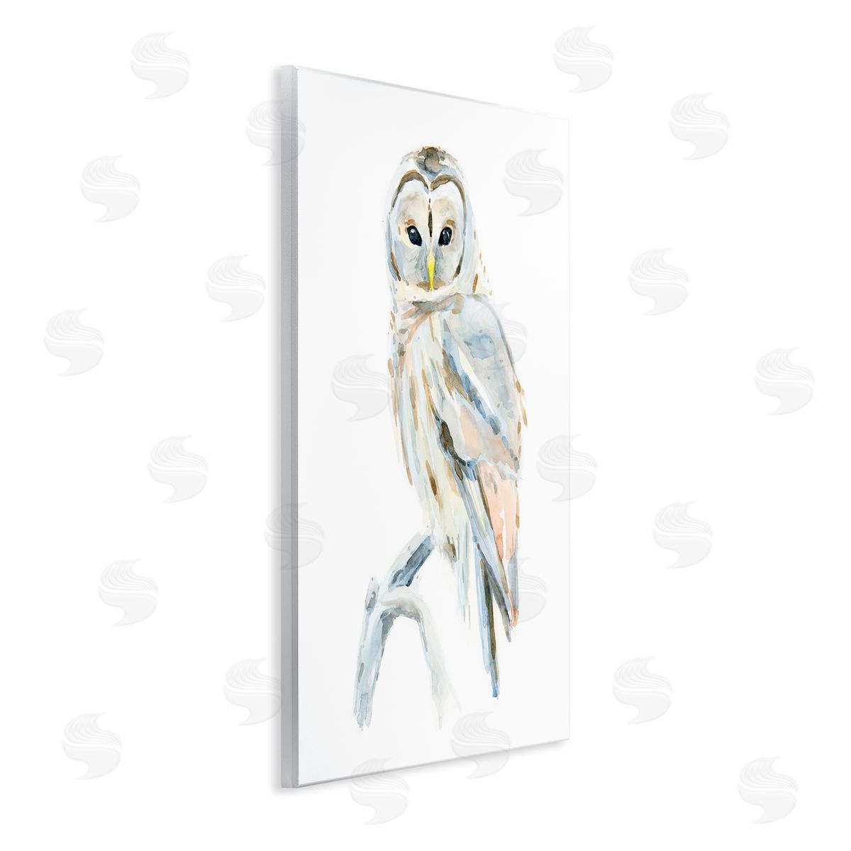 Annie Warren Winter Artic Owl Portrait Perched on Tree Branch Wall Plaque Art