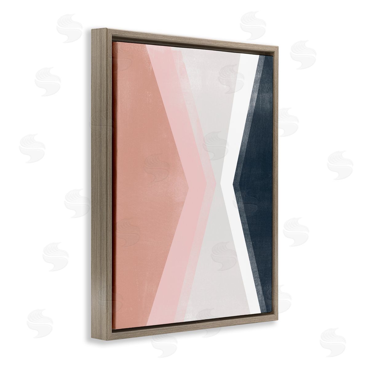 June Erica Vess Asymmetrical Angles Mirrored Pink Blue Shape Abstraction Brown Floater Frame Canvas Art