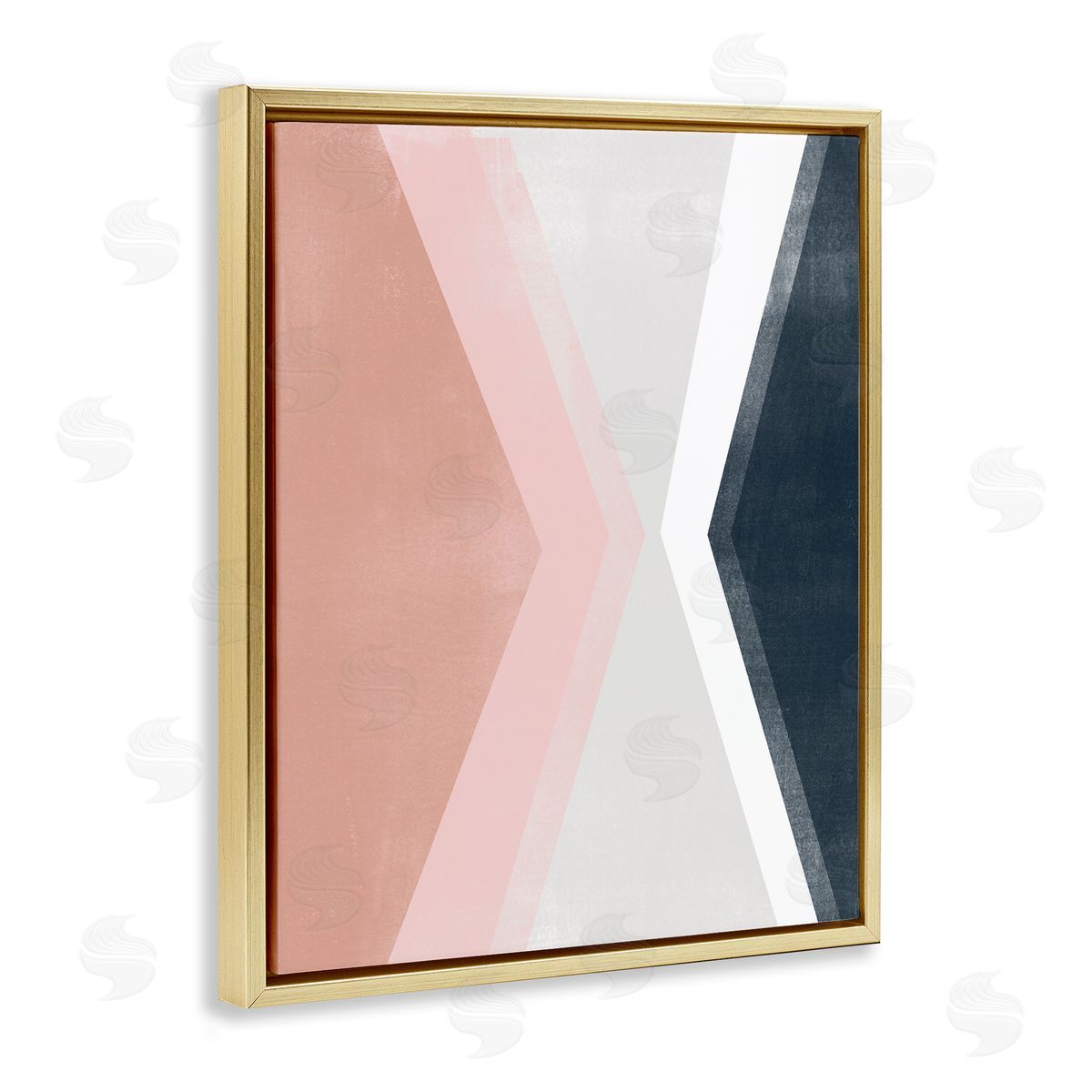 June Erica Vess Asymmetrical Angles Mirrored Pink Blue Shape Abstraction Gold Floater Frame Canvas Art