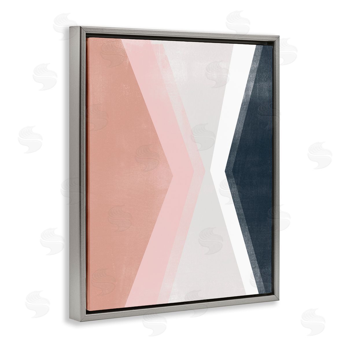 June Erica Vess Asymmetrical Angles Mirrored Pink Blue Shape Abstraction Gray Floater Frame Canvas Art