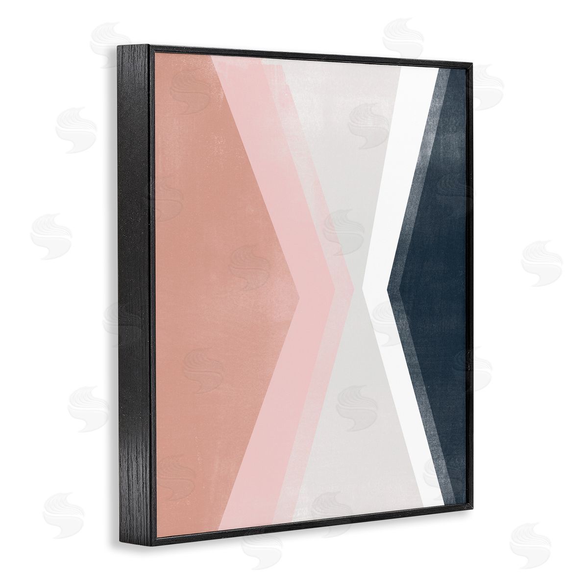 June Erica Vess Asymmetrical Angles Mirrored Pink Blue Shape Abstraction Black Framed Giclee Wall Art