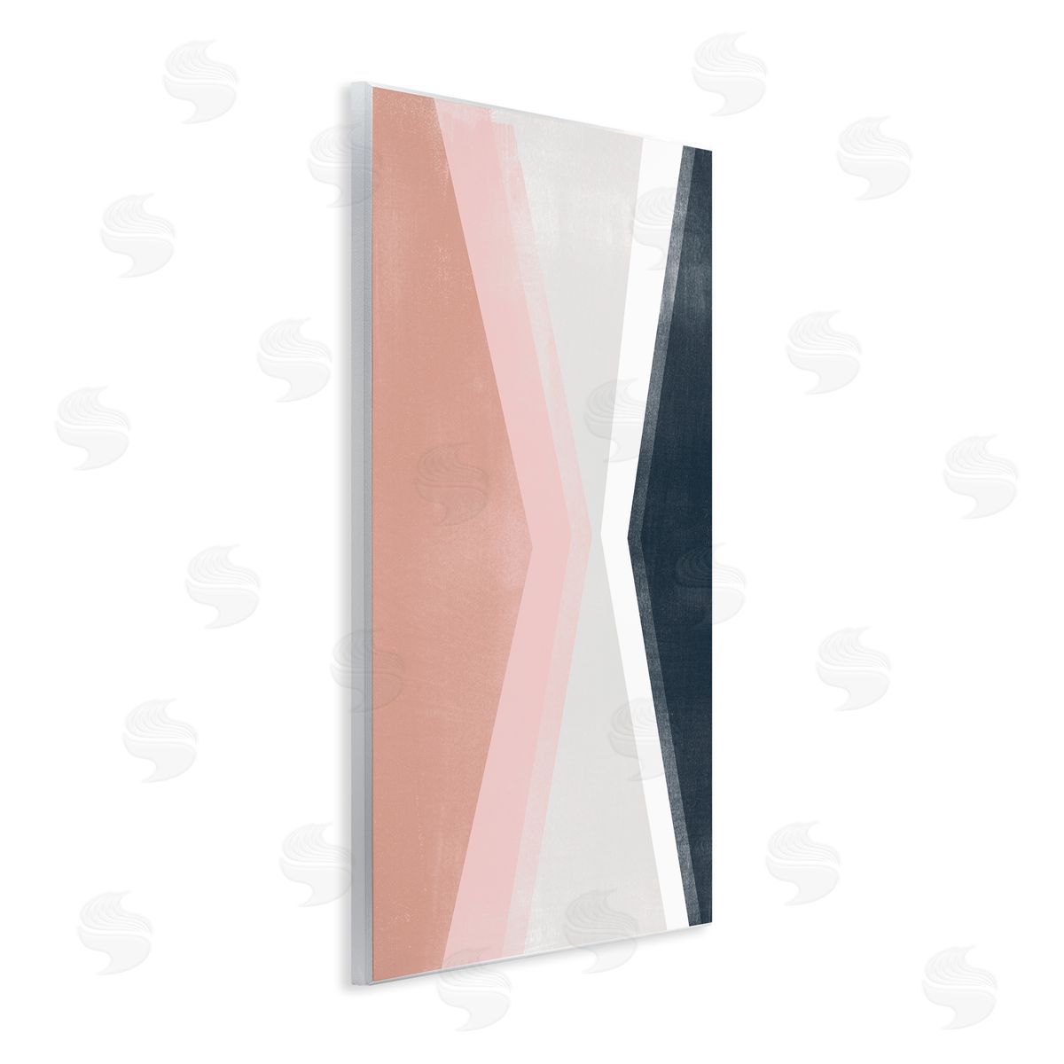 June Erica Vess Asymmetrical Angles Mirrored Pink Blue Shape Abstraction Wall Plaque Art