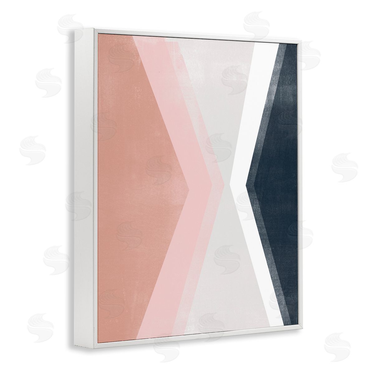 June Erica Vess Asymmetrical Angles Mirrored Pink Blue Shape Abstraction White Framed Giclee Wall Art