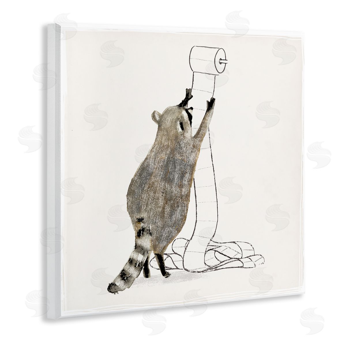 Raccoon Toilet Paper Hoarder Wood Plaque Wall Art, Home Decor by Victoria Barnes
