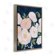 Grace Popp | Luminous Pink Floral Bouquet Over Deep Blue