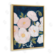 Grace Popp | Luminous Pink Floral Bouquet Over Deep Blue