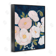 Grace Popp | Luminous Pink Floral Bouquet Over Deep Blue