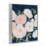 Grace Popp | Luminous Pink Floral Bouquet Over Deep Blue