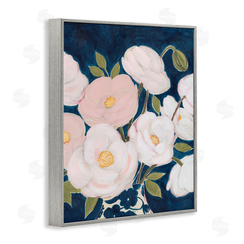 Grace Popp | Luminous Pink Floral Bouquet Over Deep Blue