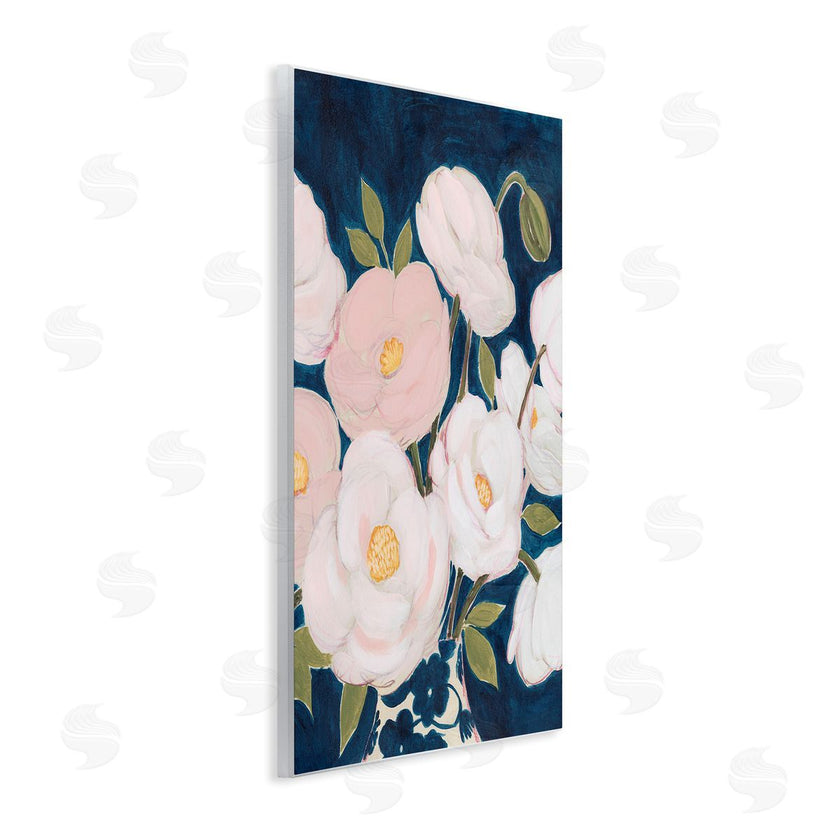 Grace Popp | Luminous Pink Floral Bouquet Over Deep Blue