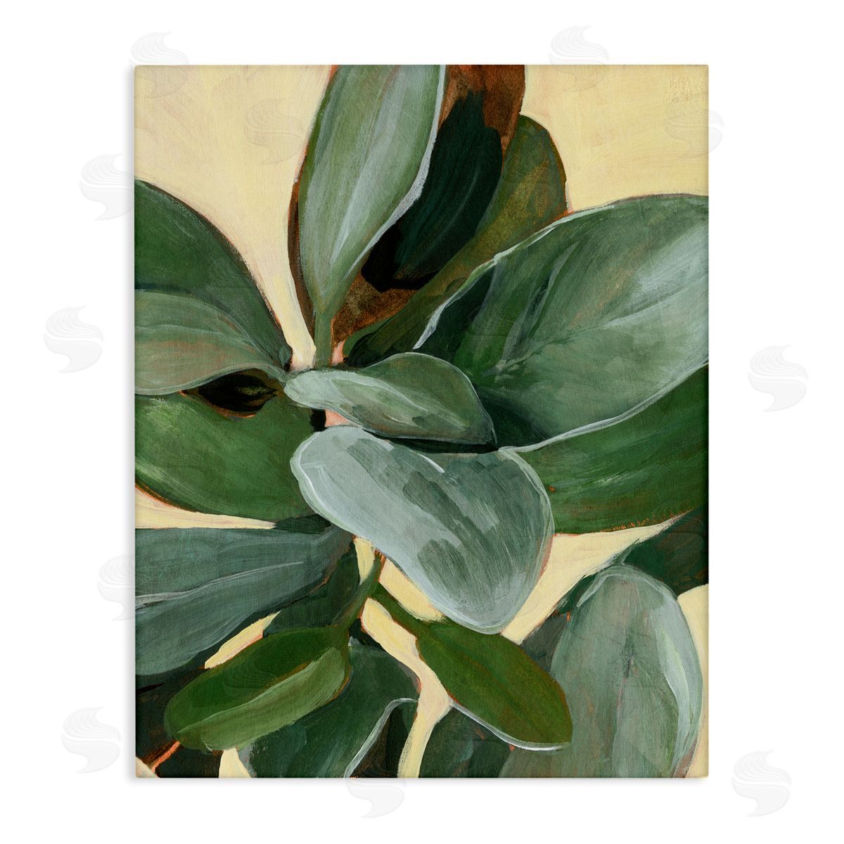 Annie Warren Potted Plant Study Full Green Leaves Canvas Wall Art