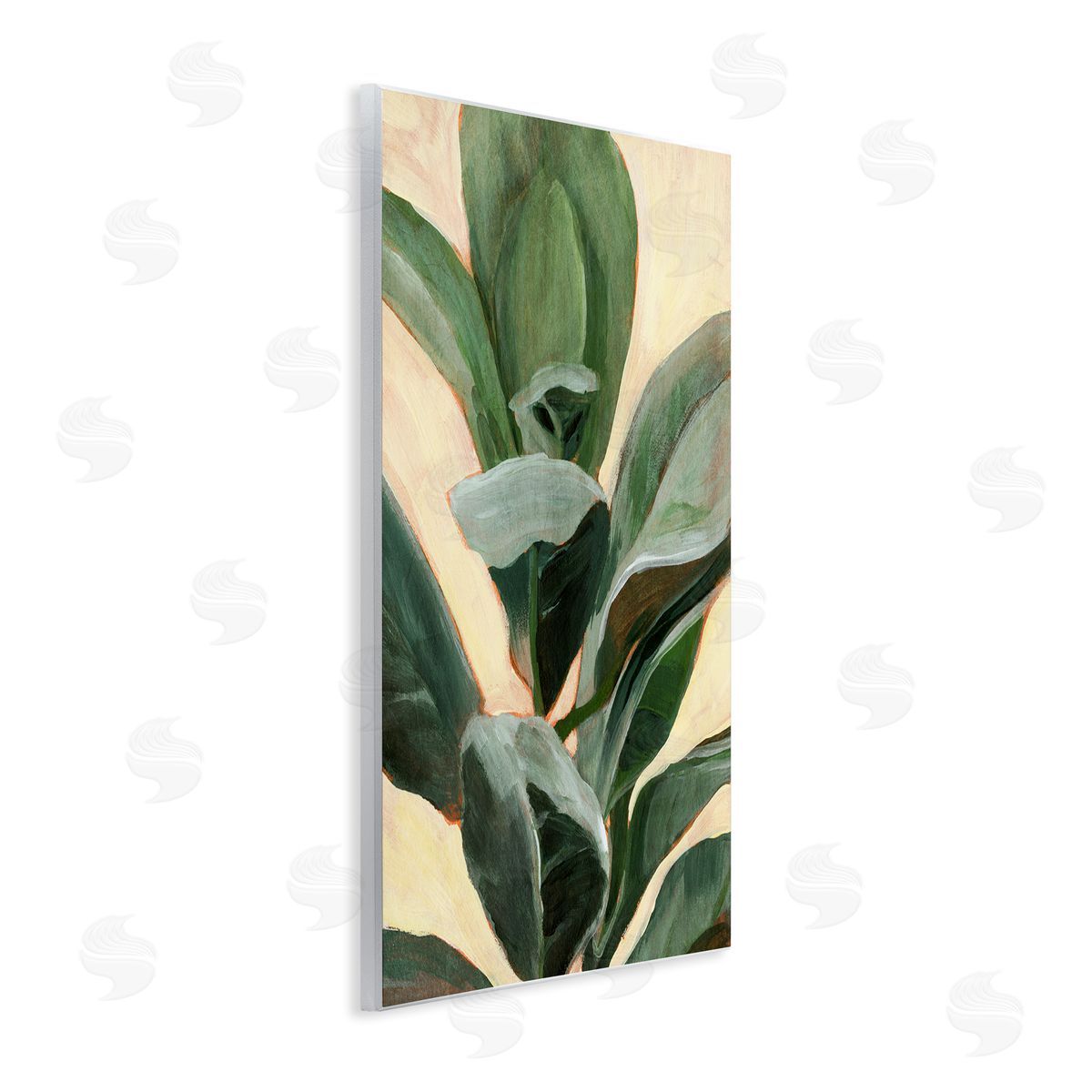 Annie Warren Plant in Pot Study Curved Green Branches Wall Plaque Art