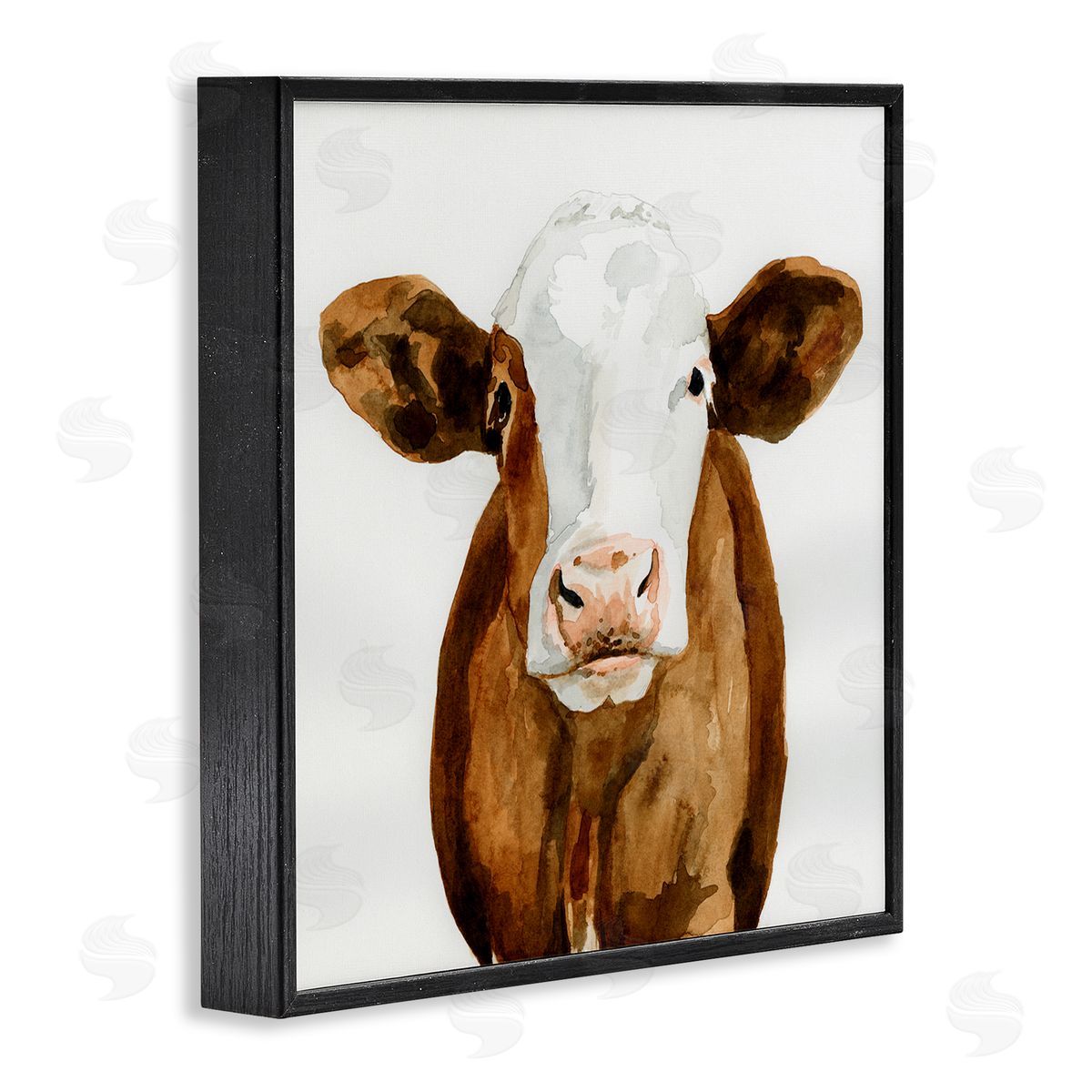 Country Cow Minimal Portrait Black Frame Print Wall Art, Home Decor by Victoria Barnes