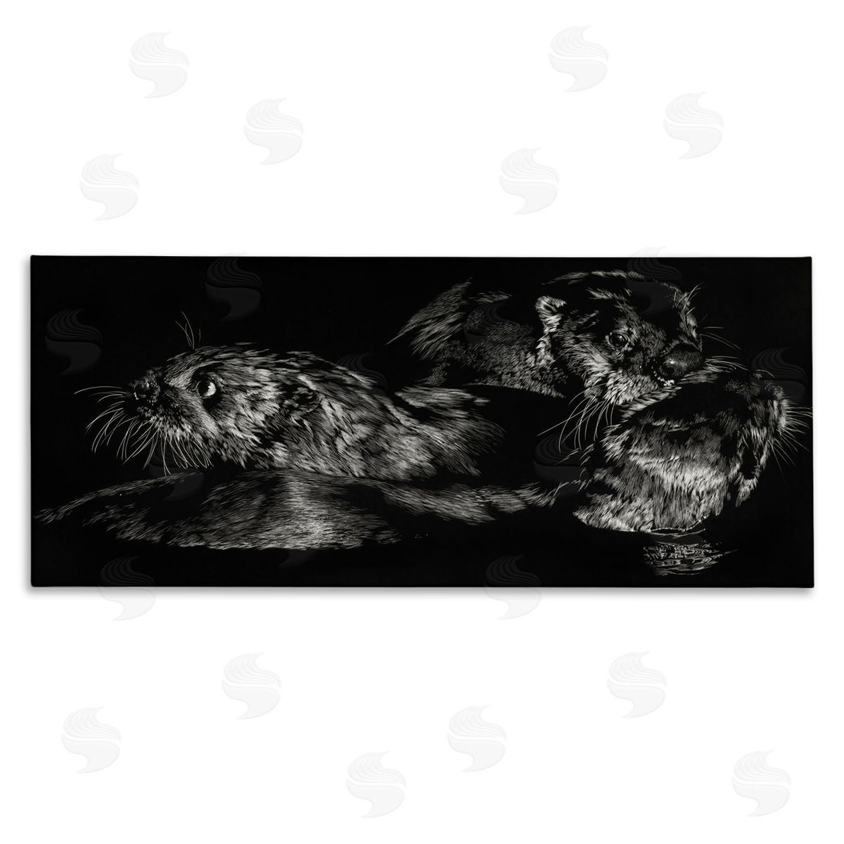 Julie T. Chapman Otter Pair Minimal Photograph Black and White Canvas Wall Art