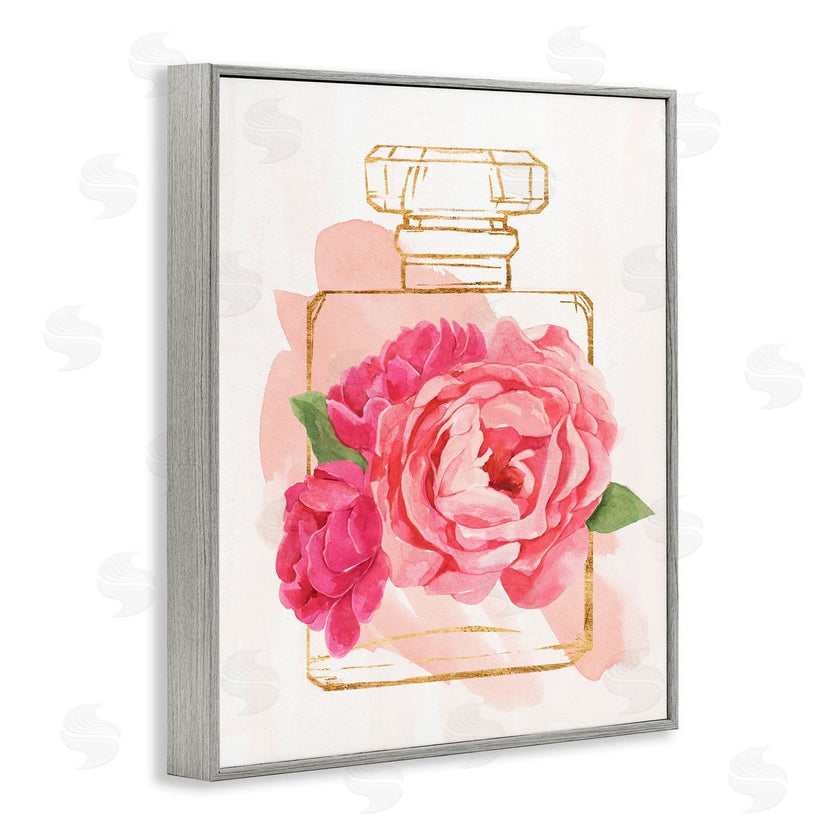 Annie Warren | Golden Perfume Bottle Glam Pink Floral Bloom