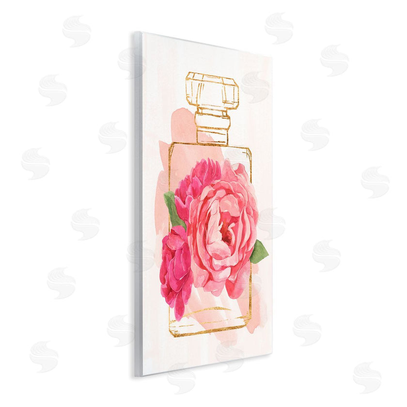 Annie Warren | Golden Perfume Bottle Glam Pink Floral Bloom
