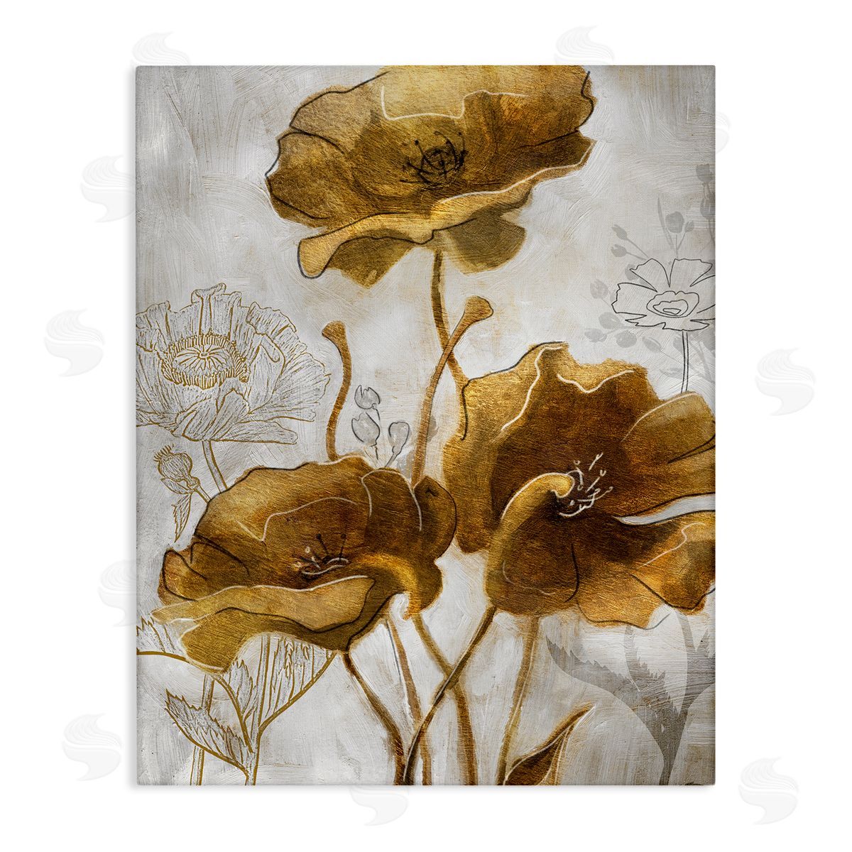Studio W Silver and Gold Poppies Abstract Flower Field Canvas Wall Art