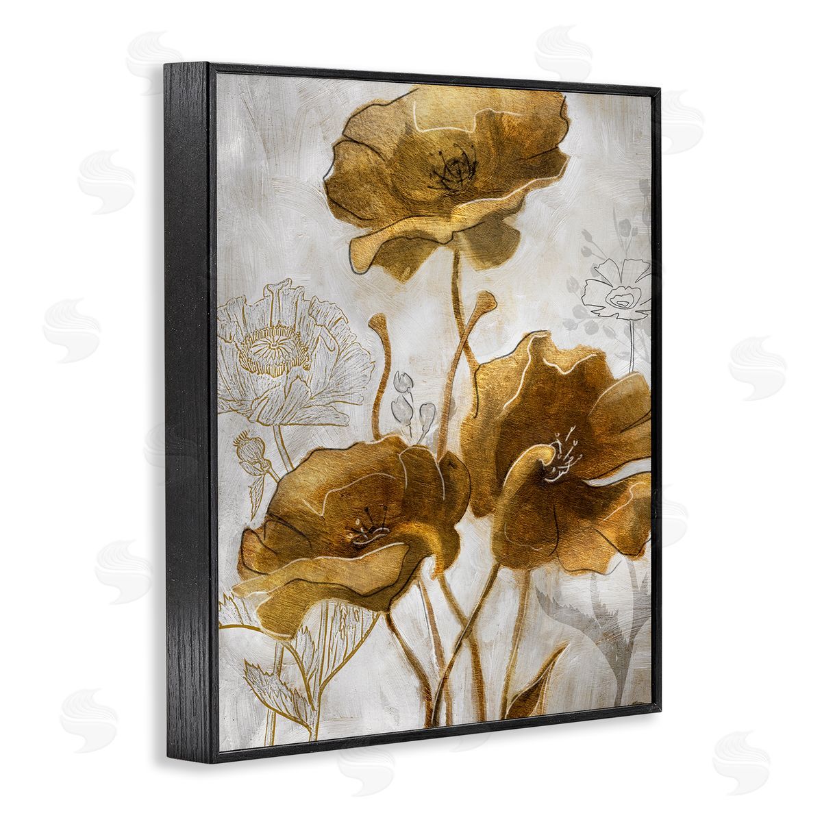Studio W Silver and Gold Poppies Abstract Flower Field Black Framed Giclee Wall Art