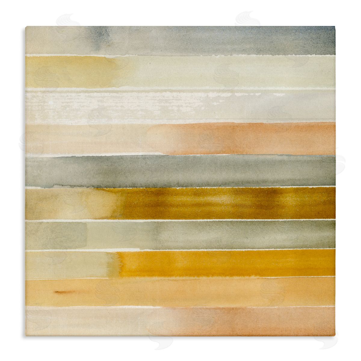 Annie Warren Golden and Green Ombre Stripes Geometric Abstraction Canvas Wall Art