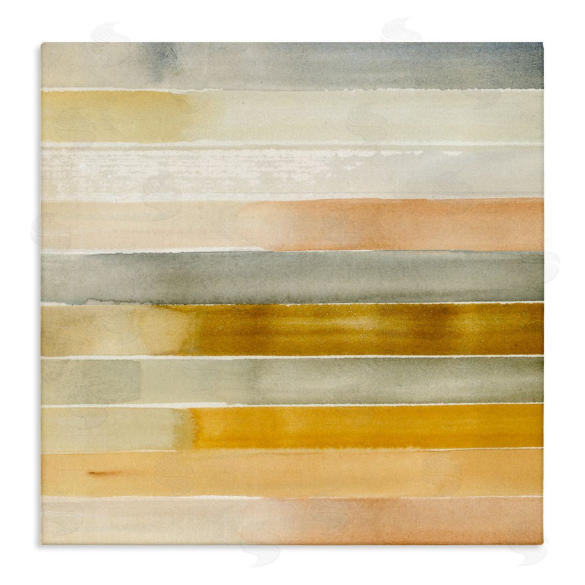 Annie Warren | Golden and Green Ombre Stripes Geometric Abstraction