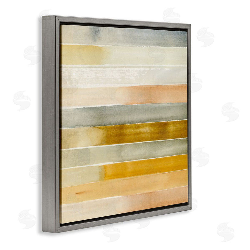 Annie Warren | Golden and Green Ombre Stripes Geometric Abstraction