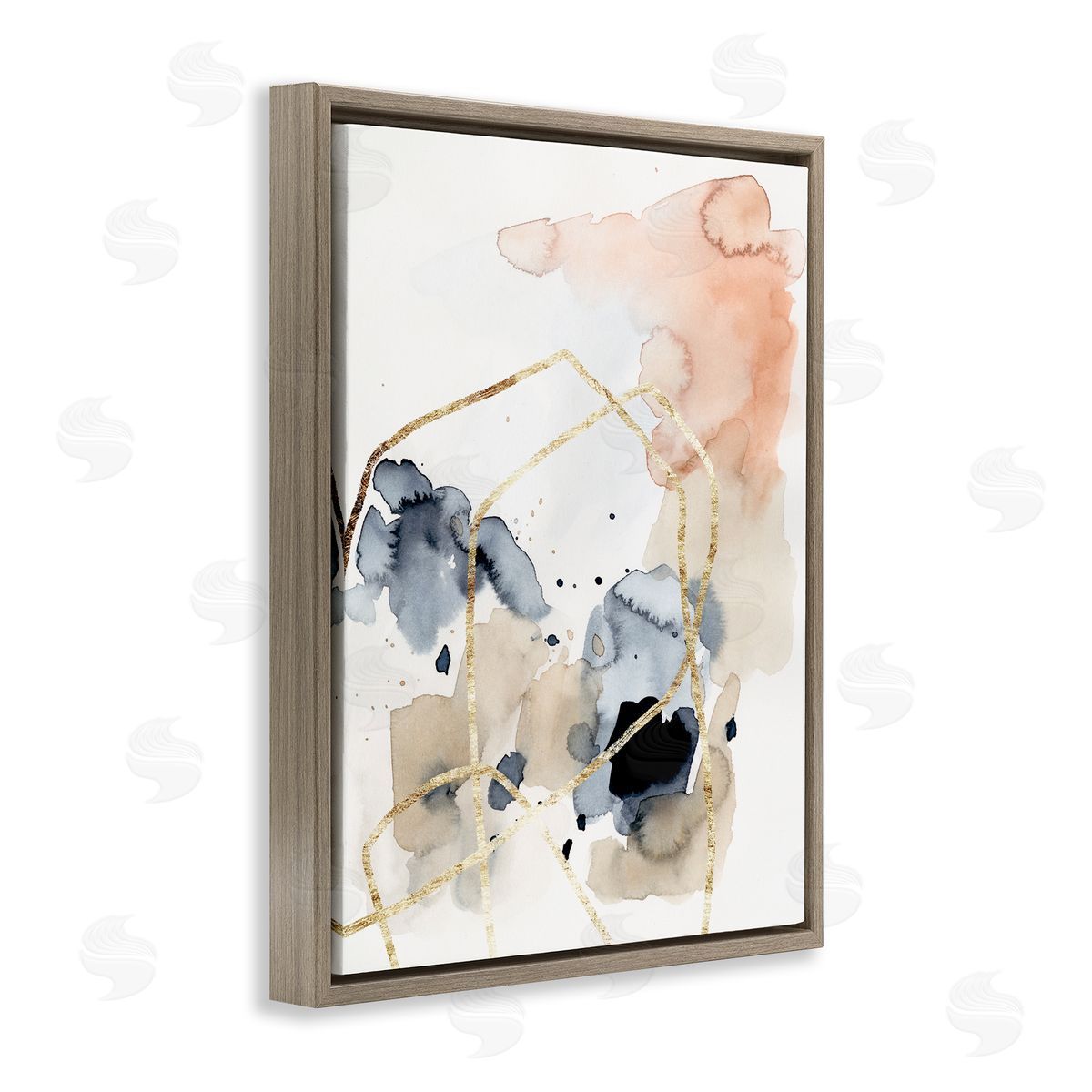 Victoria Barnes Abstracted Musical Beats Boho Inspired Design Brown Floater Frame Canvas Art