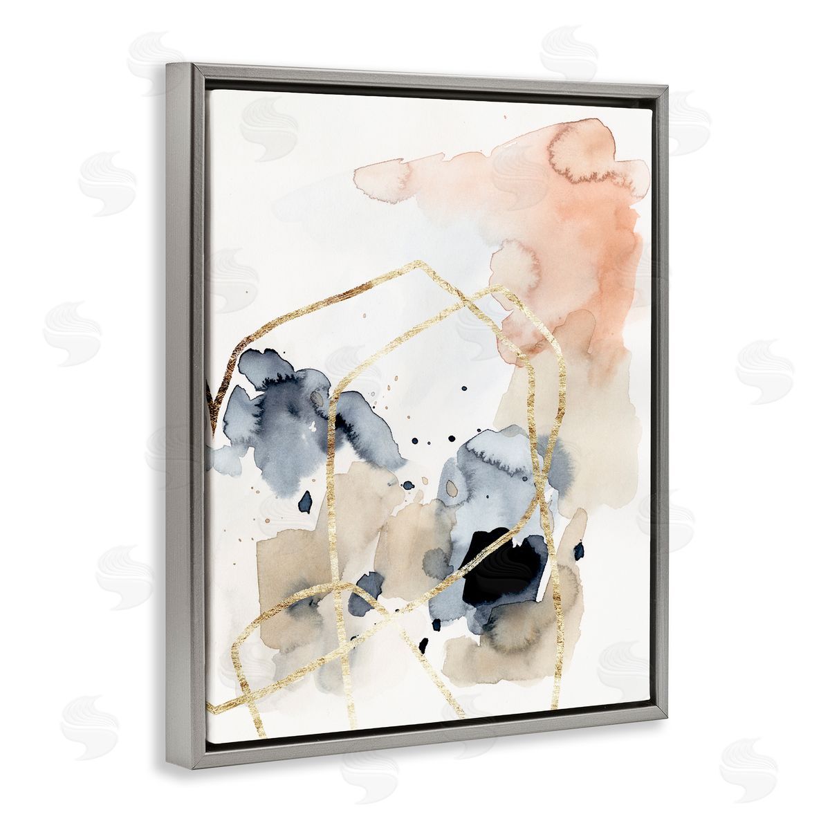 Victoria Barnes Abstracted Musical Beats Boho Inspired Design Gray Floater Frame Canvas Art