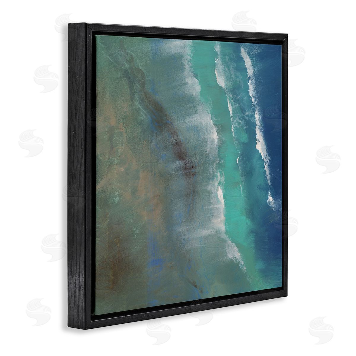 Sheila Finch Coastal Waves From Above Seaside Abstraction Black Floater Frame Canvas Art