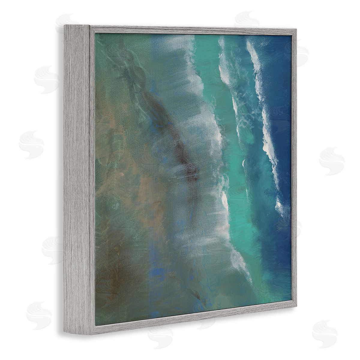 Sheila Finch Coastal Waves From Above Seaside Abstraction Gray Framed Giclee Wall Art