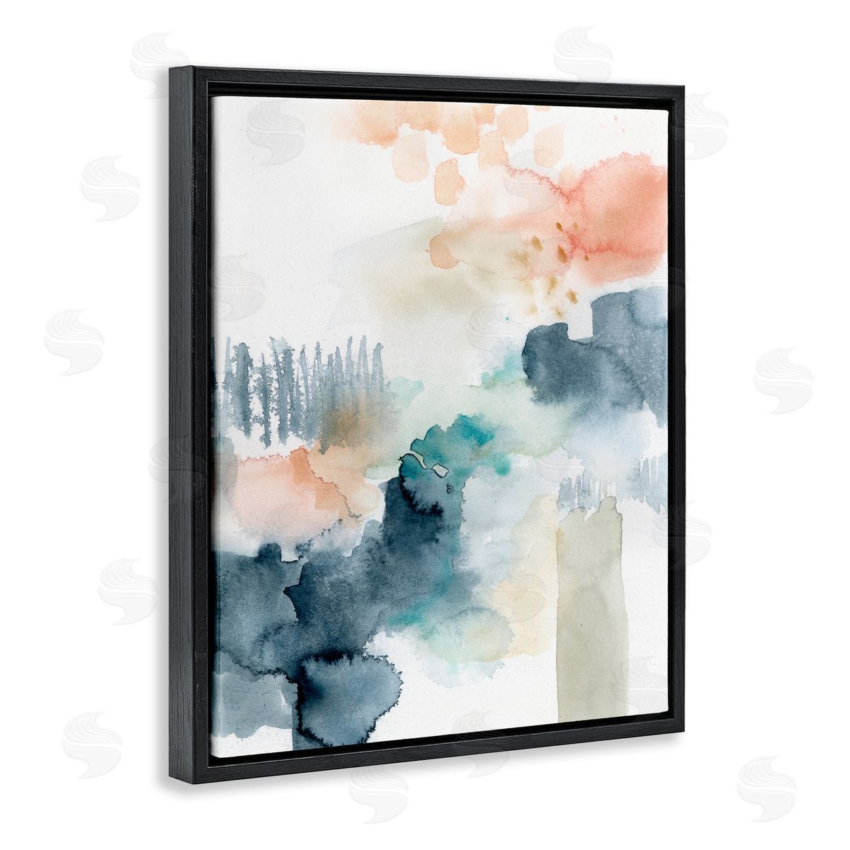 Victoria Barnes Spring Forest Veil Abstract Tree Landscape Black Floater Frame Canvas Art