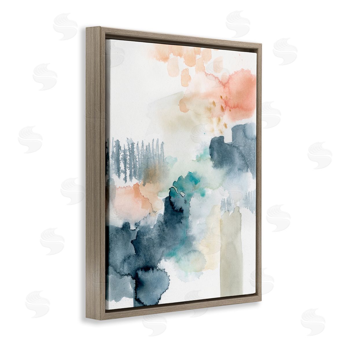 Victoria Barnes Spring Forest Veil Abstract Tree Landscape Brown Floater Frame Canvas Art