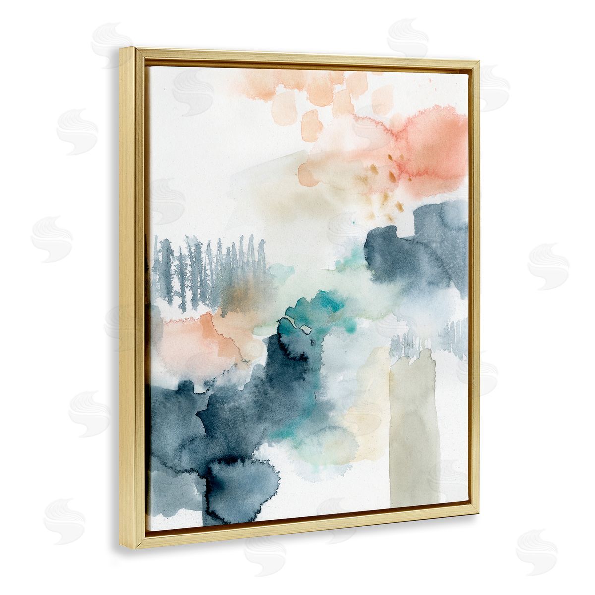 Victoria Barnes Spring Forest Veil Abstract Tree Landscape Gold Floater Frame Canvas Art