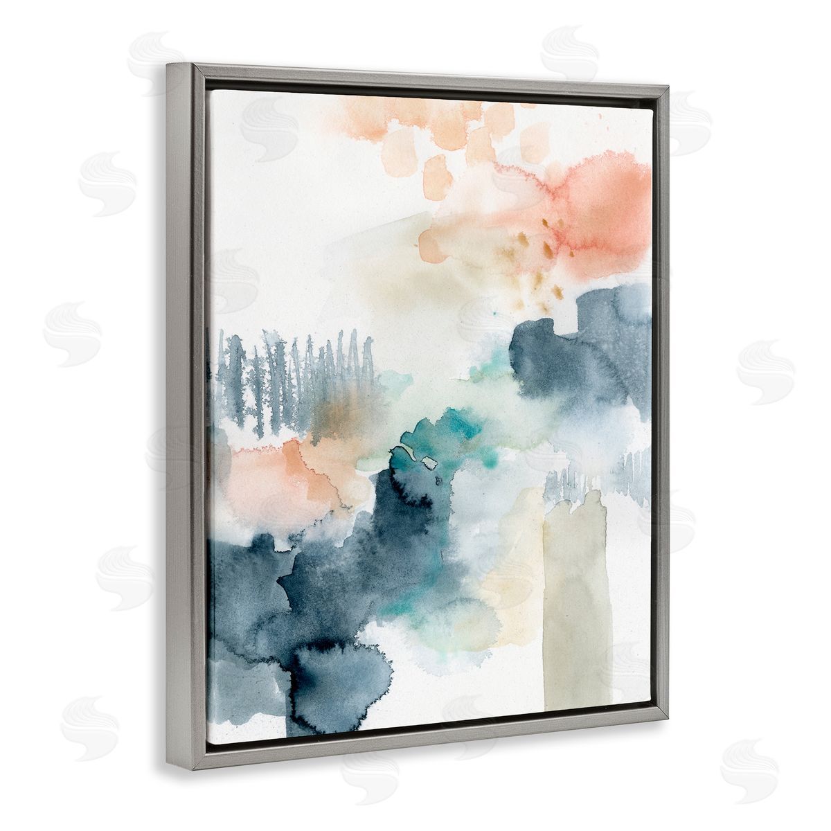 Victoria Barnes Spring Forest Veil Abstract Tree Landscape Gray Floater Frame Canvas Art