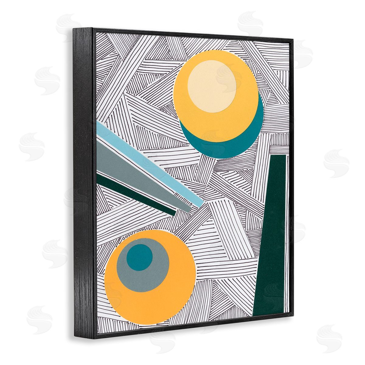 Regina Moore Modern Geometric Abstraction Asymmetrical Circles Black Framed Giclee Wall Art