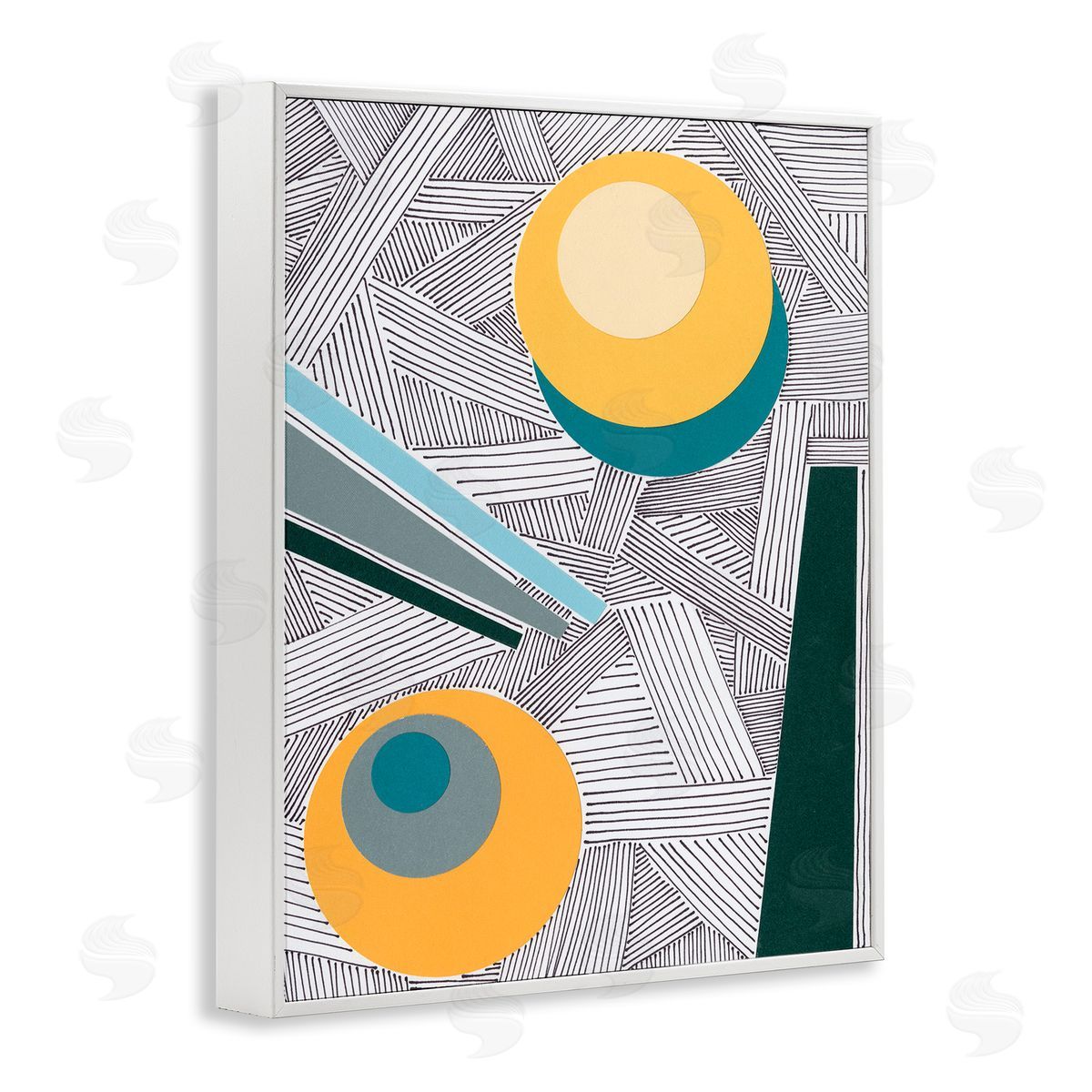 Regina Moore Modern Geometric Abstraction Asymmetrical Circles White Framed Giclee Wall Art