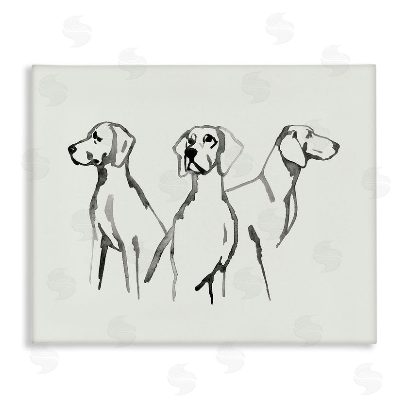 Grace Popp | Trio of Dogs Minimal Black Grey Pet Sketch