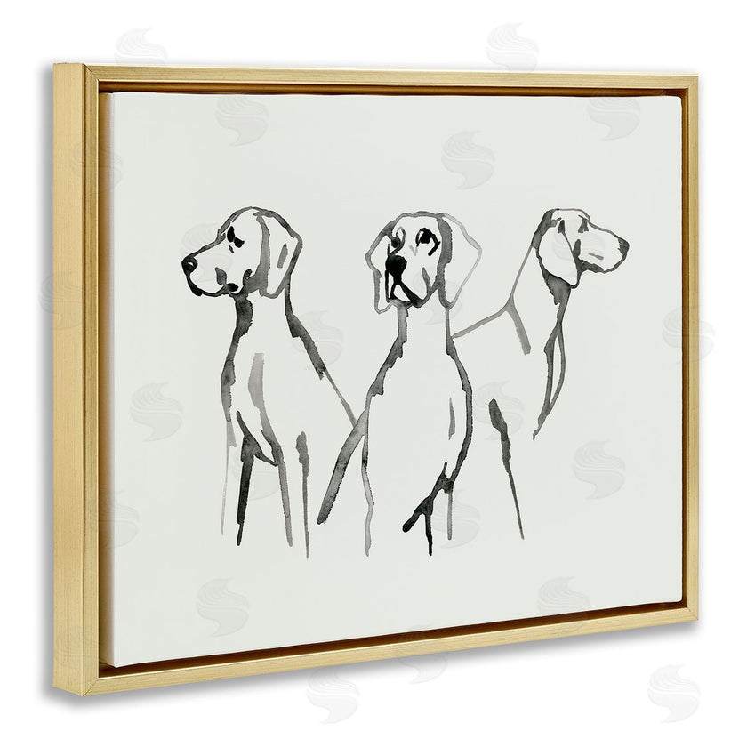Grace Popp | Trio of Dogs Minimal Black Grey Pet Sketch