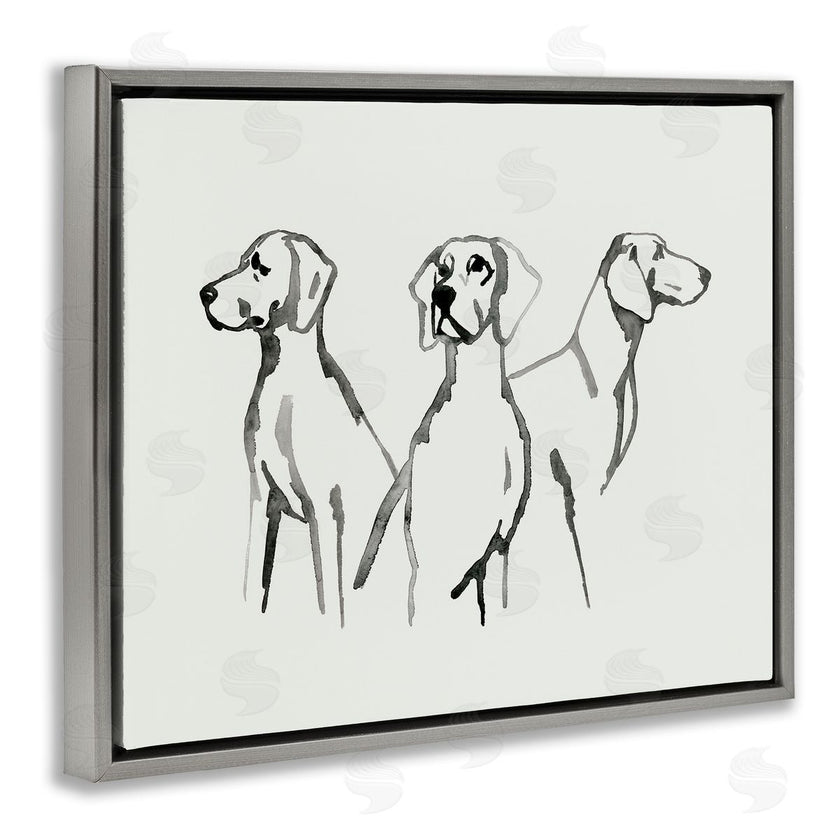 Grace Popp | Trio of Dogs Minimal Black Grey Pet Sketch