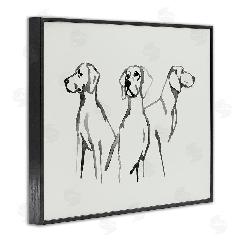 Grace Popp | Trio of Dogs Minimal Black Grey Pet Sketch