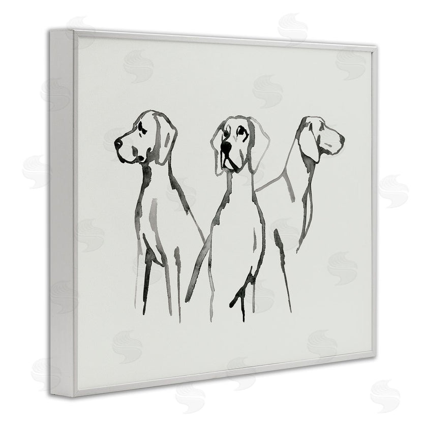 Grace Popp | Trio of Dogs Minimal Black Grey Pet Sketch