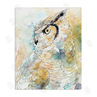 Annie Warren | Owl Side Eye Portrait Woodland Bird Watercolor