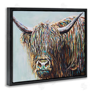 Carolee Vitaletti | Whimsical Rainbow Hair Woolly Highland Cattle Portrait