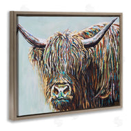 Carolee Vitaletti | Whimsical Rainbow Hair Woolly Highland Cattle Portrait
